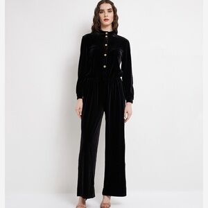 Giorgio Armani Elegant Black Velvet Jumpsuit